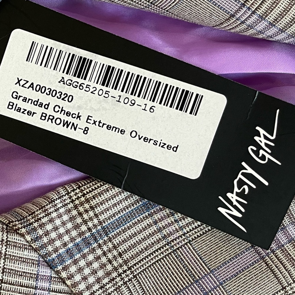 NASTY GAL Granddad Check Extreme Oversized Blazer Size US4 - Picture 6 of 11